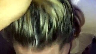 Amateur slut gives deepthroat blowjob to friend's cock.