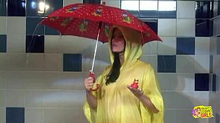 showering with latex brunette leads to toy orgasm