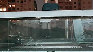 Intense exhibitionism with piss and blowjob, then rough fucking and cumshot