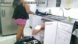 Hired Plumber Checks Pipes, But Ends Up Licking My Big Ass