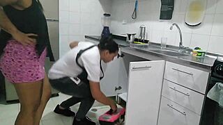 Hired Plumber Checks Pipes, But Ends Up Licking My Big Ass