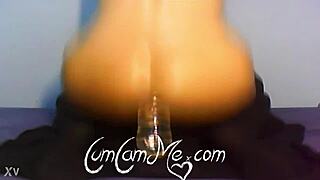 hot big ass rides a water bottle on webcam