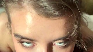 eden ivy tight mouth fucked hard, petite blonde swallows cum in pov