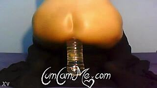 hot big ass rides a water bottle on webcam