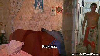 Fleur himera performs a double blowjob while riding and masturbating, leading to a hardcore cumshot on her shaved pussy