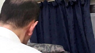 She unzipped his fly and gave him an amateur blowjob in the kitchen