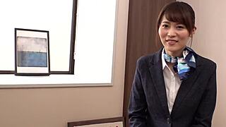 That flight attendant CA brings her hospitality skills to this hardcore AV scene