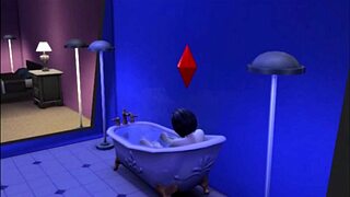 Celebrity Carmen relaxes in the pool bath in this comedy episode. 😉