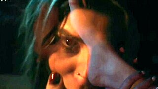 Slave deepthroats goddess's barefoot feet while choking and gagging