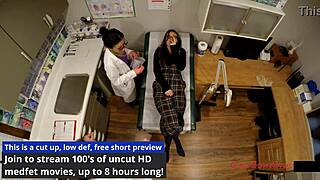 Spread your legs for the entrance physical, Donna Leigh says in latex dress