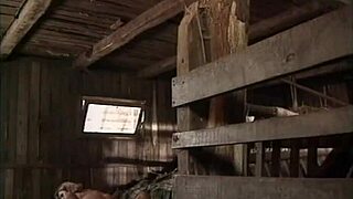 The German farmer enjoys two cocks in a wet pussy threesome.