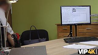 Unemployed brunette has no choice but to undress for the casting interview