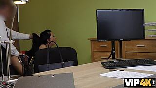 Unemployed brunette has no choice but to undress for the casting interview