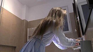 Hot Skinny Blonde Wife Shows Off New Short Miniskirt and White Panties