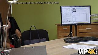 Unemployed brunette has no choice but to undress for the casting interview