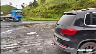 I PICKED UP my wife's FRIEND, she SUCKED my COCK, we FUCKED by the ROAD, wife FILMED