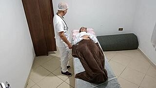 Perverted doctor intensely takes advantage of patient's ass and pussy with anal sex