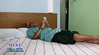 wife leaves cuckold husband to fuck two big guys