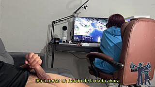 She risked exposing her big cock in femdom scene, subtitles in spanish