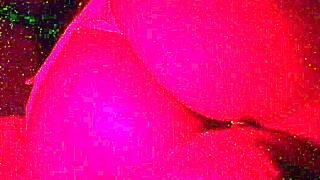 Masked girl sucks cock under red lights 😈