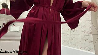 Excitement In The Bathroom With Brunette Milf Masturbating To Orgasm