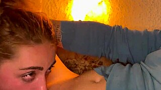 Closeup wet sloppy facefuck blowjob