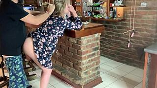 blonde milf wife teases upskirt for neighbor's wild fuck 😏