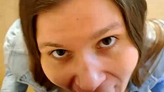 Hidden in the wardrobe, she delivers an intense blowjob with her lips