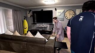 Fucking pizza delivery man while eating pizza rawly