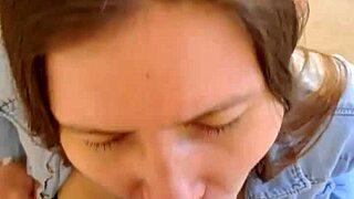 Hidden in the wardrobe, she delivers an intense blowjob with her lips