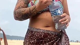 i stayed naked on the beach, the guy got hard, and i grabbed his dick