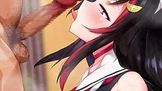 Ookami Mio Hololive Vtuber Sloppy Blowjob