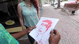 In a caricature gone wrong, the starving artist gets fed a big black dick.