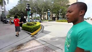 In a caricature gone wrong, the starving artist gets fed a big black dick.