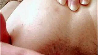 Russian student fingers her pussy and anus in black stockings