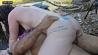 Wife fucks friends in woods while husband films