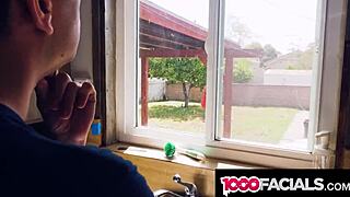 my latina roommate sucked my dick really good in the kitchen, sloppy blowjob