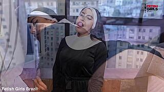 in this story, another hot naughty brazilian nun tempts with her big ass and monster cock desires