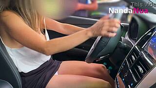 naughty wife flashes tits and pays with panties at gas station