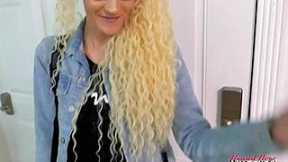 Petite Blonde Hottie Sassy Finger Fucks Her Pussy and Sucks a Hard Cock