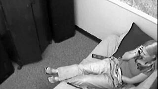 Blonde babe fingering on phone until blowjob big dicks