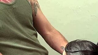 Happy Cuckold Watches Humiliating Blowjob