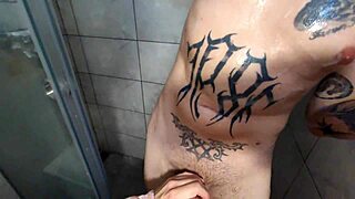 I spotted him jerking off in the shower and couldn't hold back.