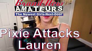 skinny hotties lauren and pixie pie share a dick to suck and bang