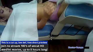 Dr. Tampa's Yearly Physical With Channy Crossfire's Shaved Pussy Spreading!