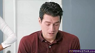 Busty blonde assistant in heels gets blowjob and doggystyle fucking