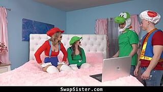 stepbrothers whip dicks for sister swap