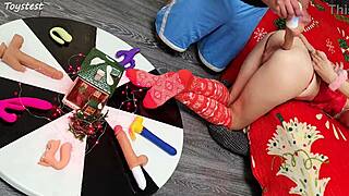 Double win two thrusting dildos destroying her tight pussy