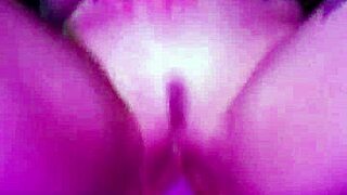 Pink pussy drips while riding dildo