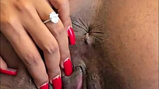 Ebony Beauty Teases Her Pierced Clit Intimately
